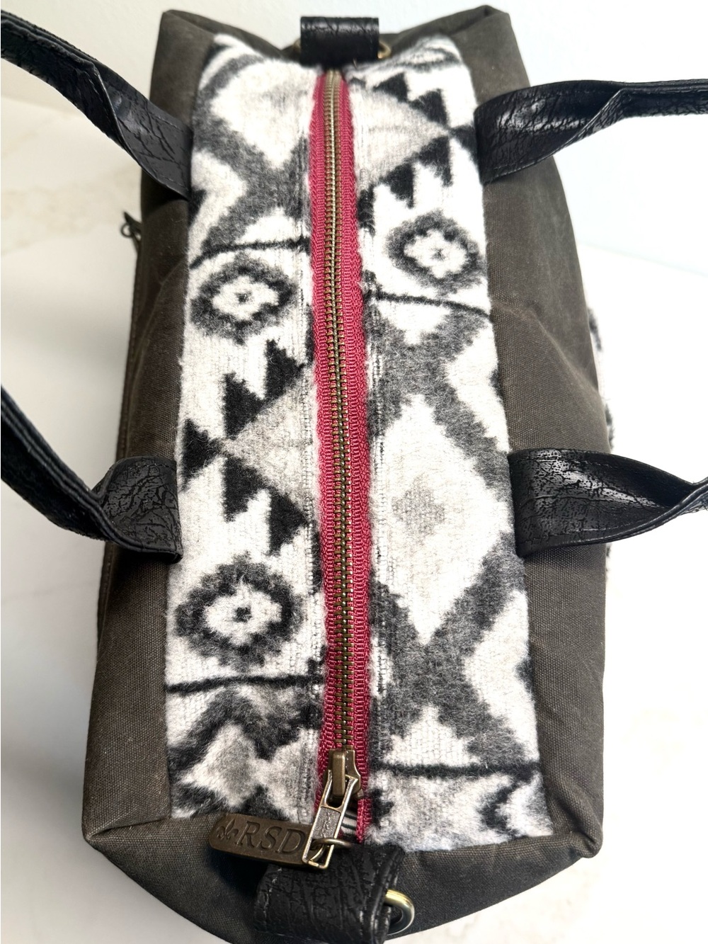 RSD Poppi Pro Black & White Wool Print | Waxed Canvas | Ruby Zipper